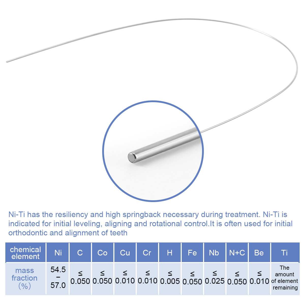 10PCS AZDENT Dental Orthodontic Super Elastic Niti Round Arch Wire Nature Form