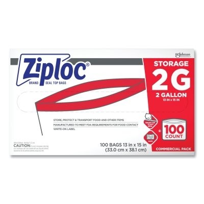 Double Zipper Storage Bag, 2 gal, 100/Box SC Ziploc 682253 198007076060