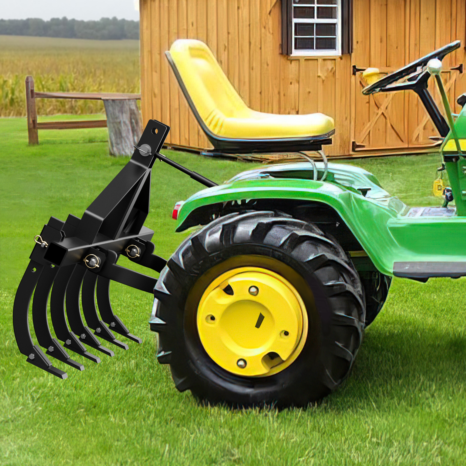 Detachable Scarifier Cultivator W/ 6 Shank & Mount Brackets for CAT-0 & Cat 1