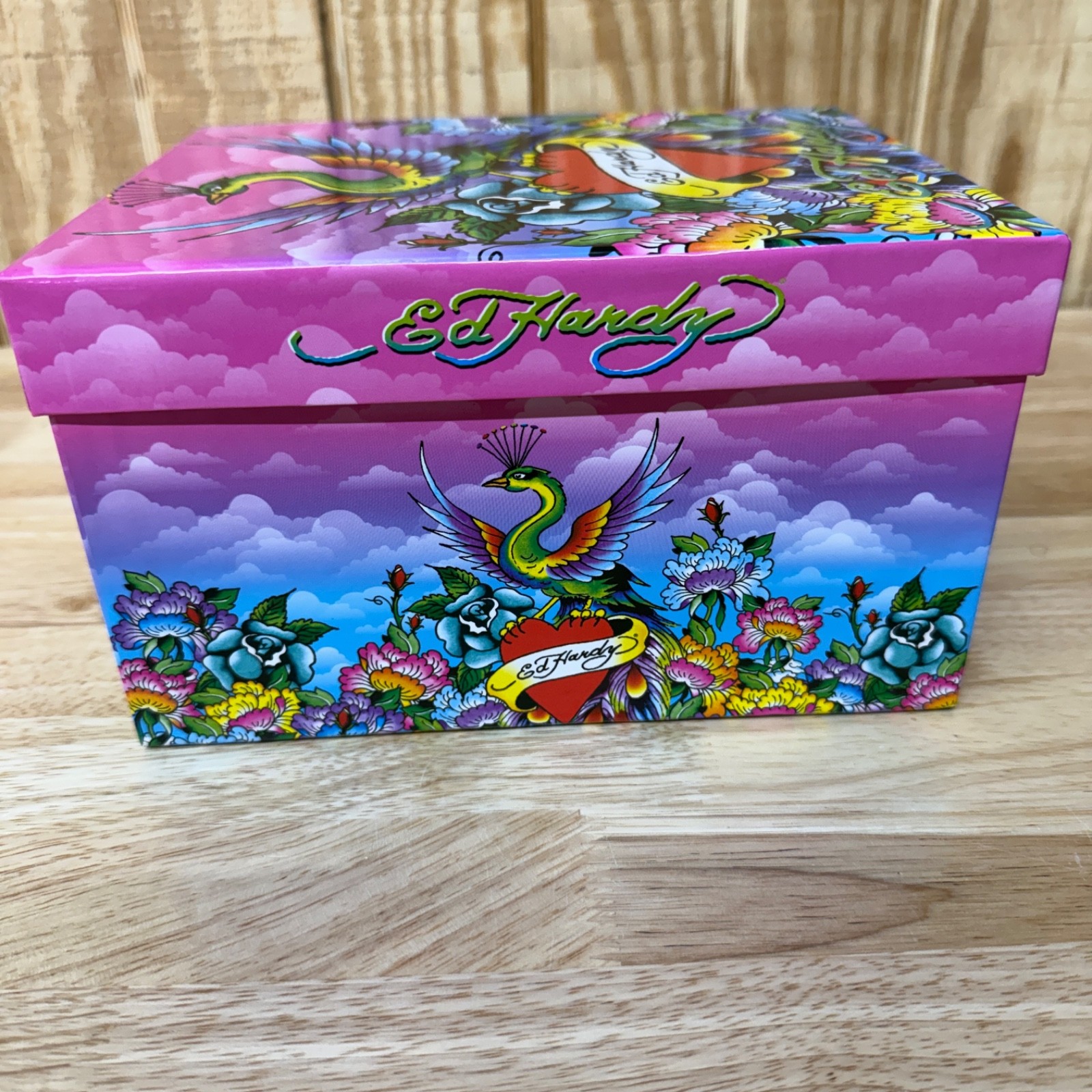 Ed Hardy Lisa Frank Love Kills Slowly Peacock Heart Design Hanging File Box 2009