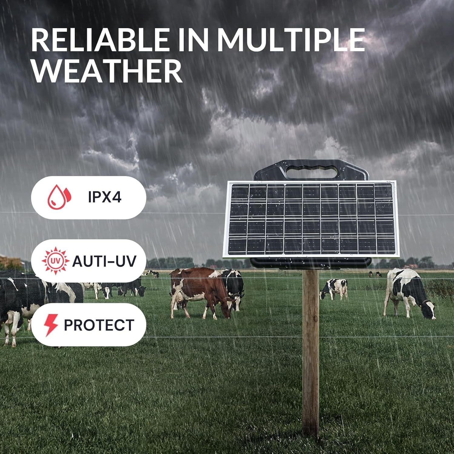 S2500 2.2 Joule Solar Fence Charger, 60 Miles Solar Electric Fence Charger fo…