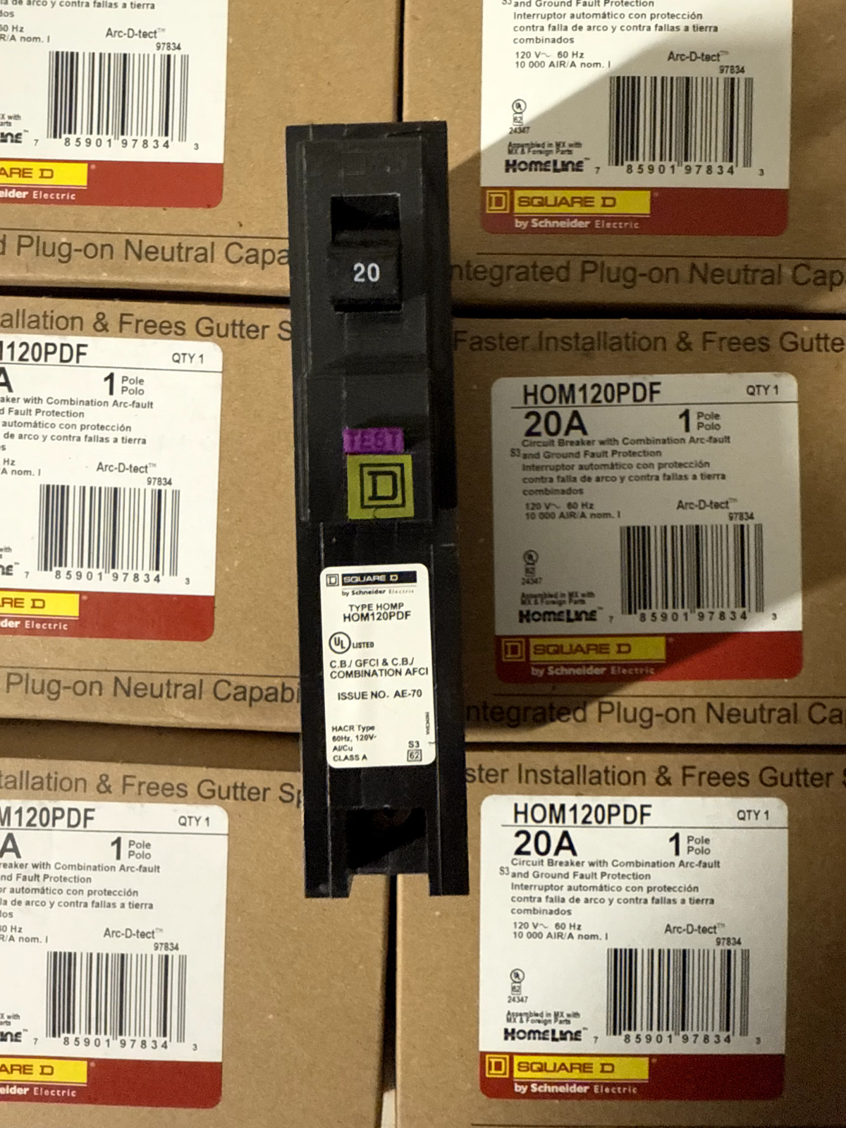 10 PCS Square D HOM120PDF 120V 20A Single-Pole Circuit Breaker