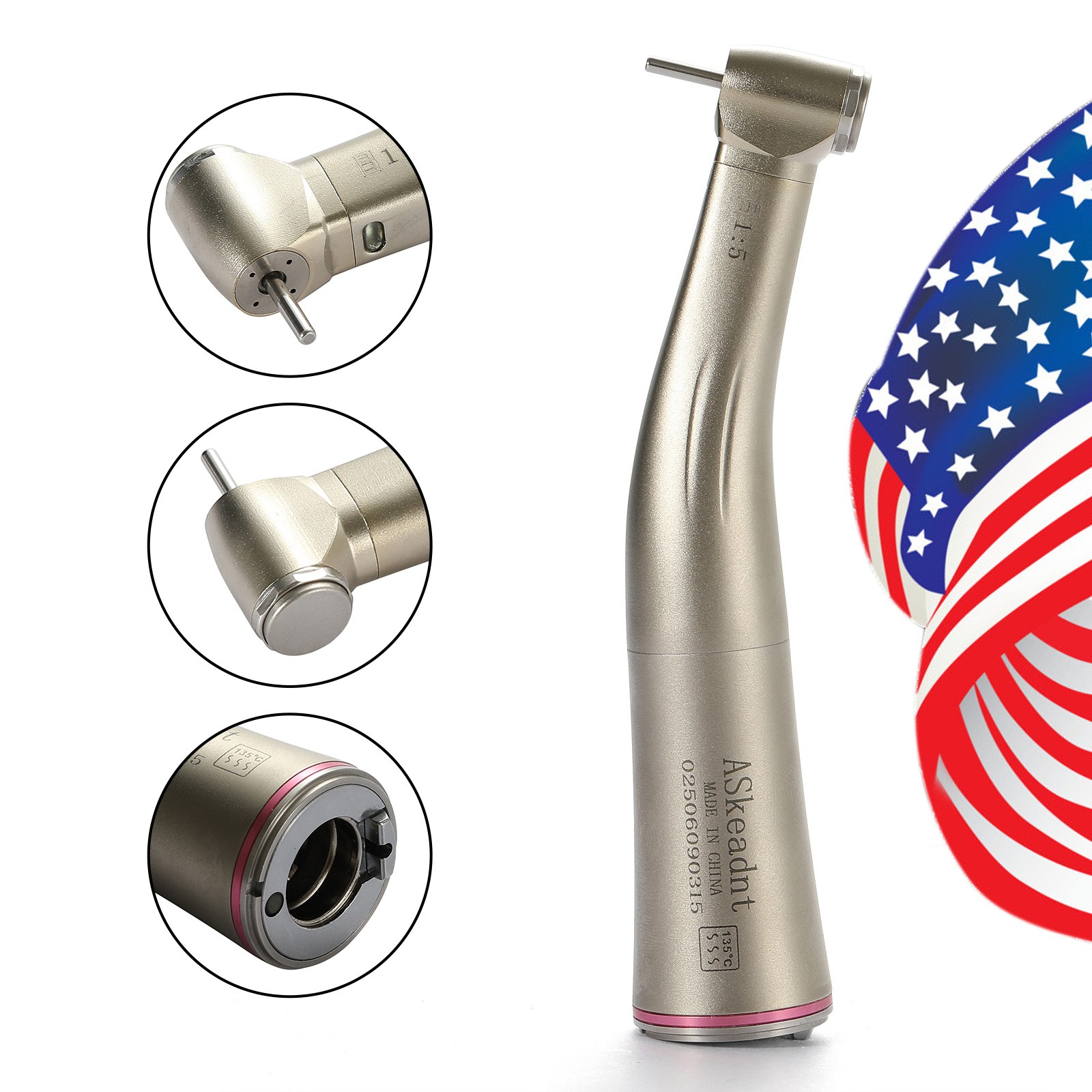 Dental 1:5 Increasing LED Fiber Optic Contra Angle Handpiece for NSK Ti-Max X95L
