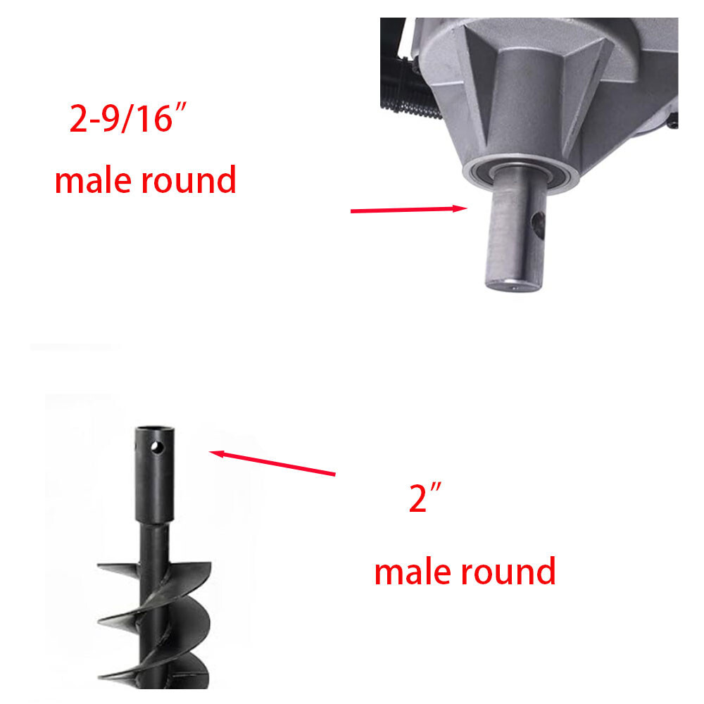Auger Adapter Conversion 2-9/16 inch female Round to 2 inches Male Round