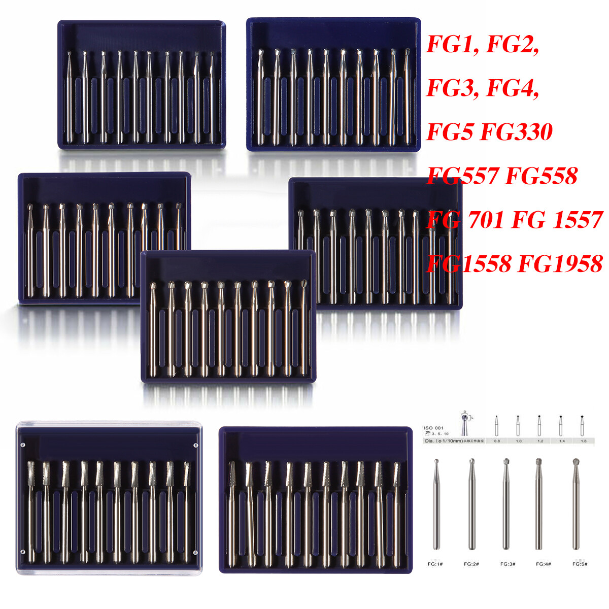 10-100 Pcs Dental FG High Speed Tungsten Steel Carbide Crown Cutting Burs