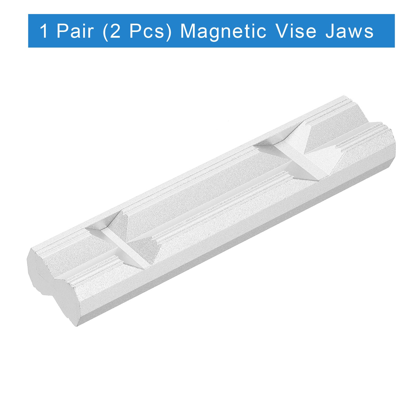 Aluminum Vise Jaws 6″ Magnetic V-type Soft Rubber Pads Covers Silver