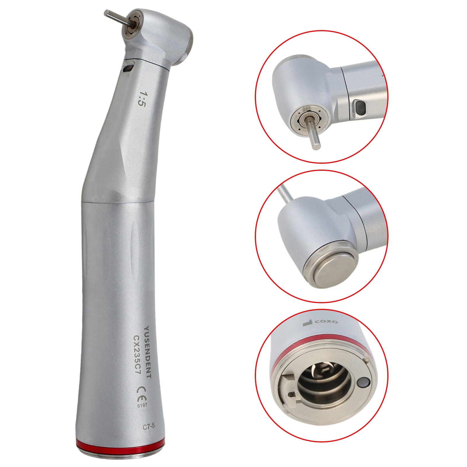 COXO Optic Fiber 1:5 Contra Angle Handpiece CX235C7 C7-5 Standard Head Dental
