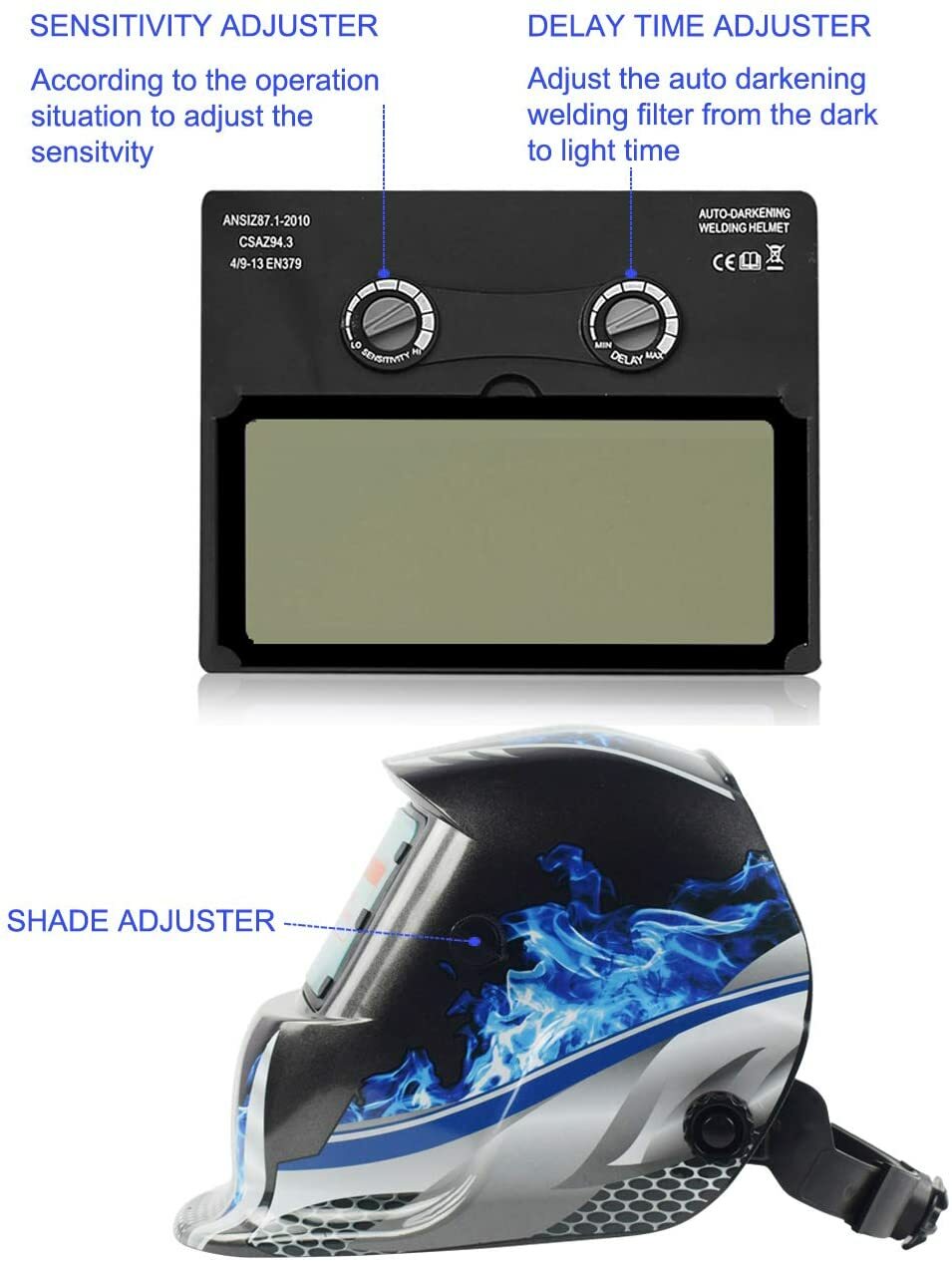 FMTT true color Auto Darkening Welding Helmet Arc Tig Mig Mask Grinding Welder