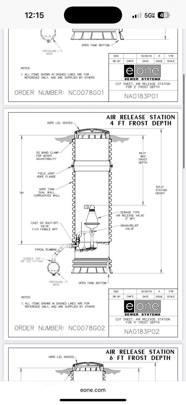 eOne Air Release Station 4′ Frost Depth HDPE 2in NPT NC0078G02