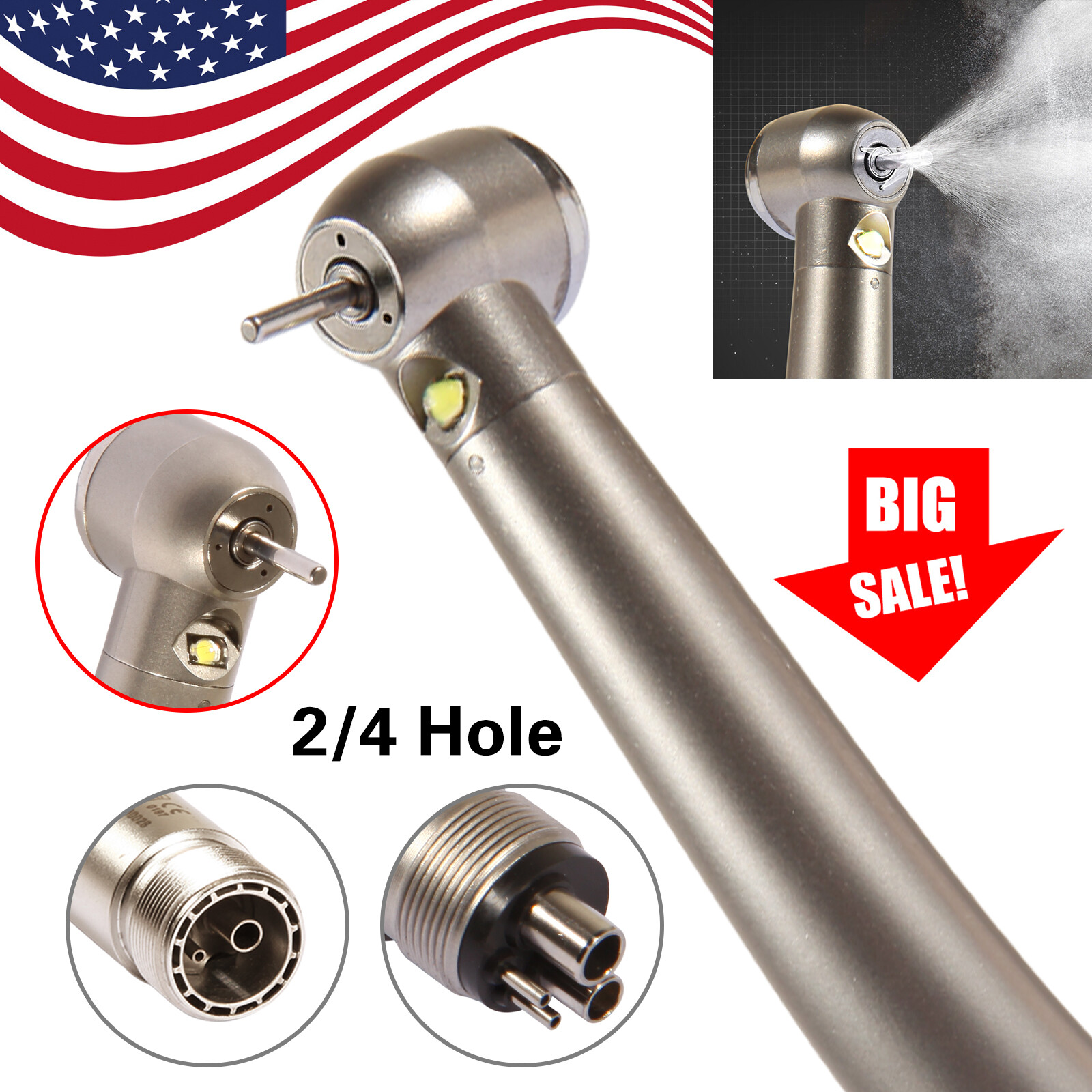 Dental PANA Max High Speed LED Handpieces NSK Type Internal Triple Spray Push US