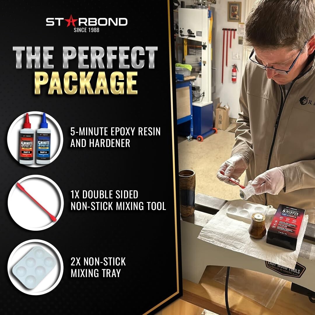 Starbond 5-Minute Epoxy Kit – Easy 1:1 Ratio, 8 oz. (4 oz. Part A, 4 oz. Part B)