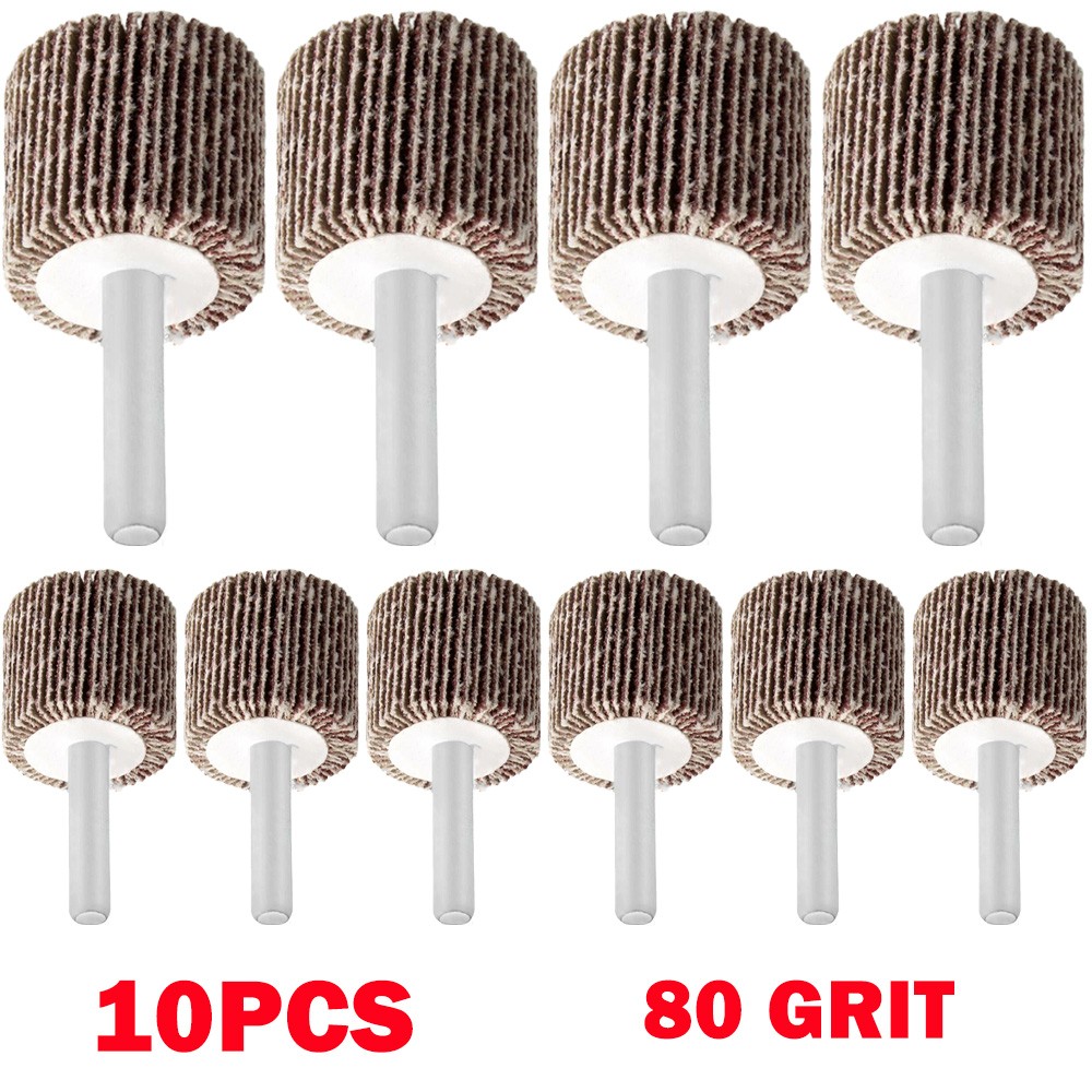 10Pcs 80 Grit Drill Flap Wheel Sander 1x1x1/4″ Flapper Sanding Grinding NEW