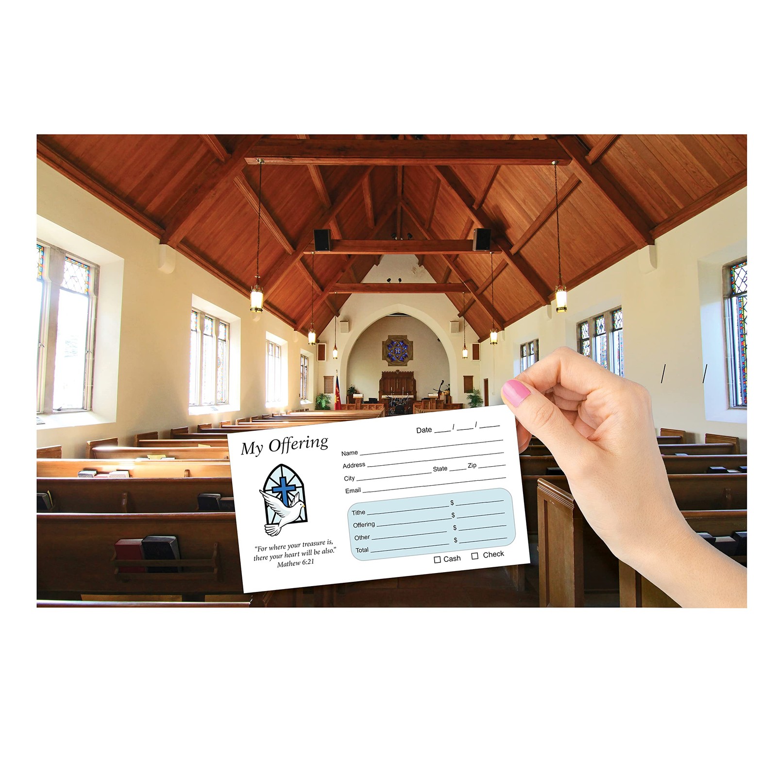 Tithes and Offering Envelopes 100 Count 3 5/8″ x 6 1/2″ White 24lb Full Color