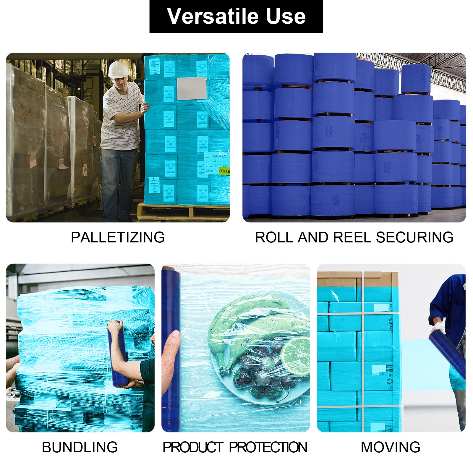 4 Rolls Hand Stretch Plastic Film Shrink Pallet Wrap 18″ X 1500 FT Shrink Wrap