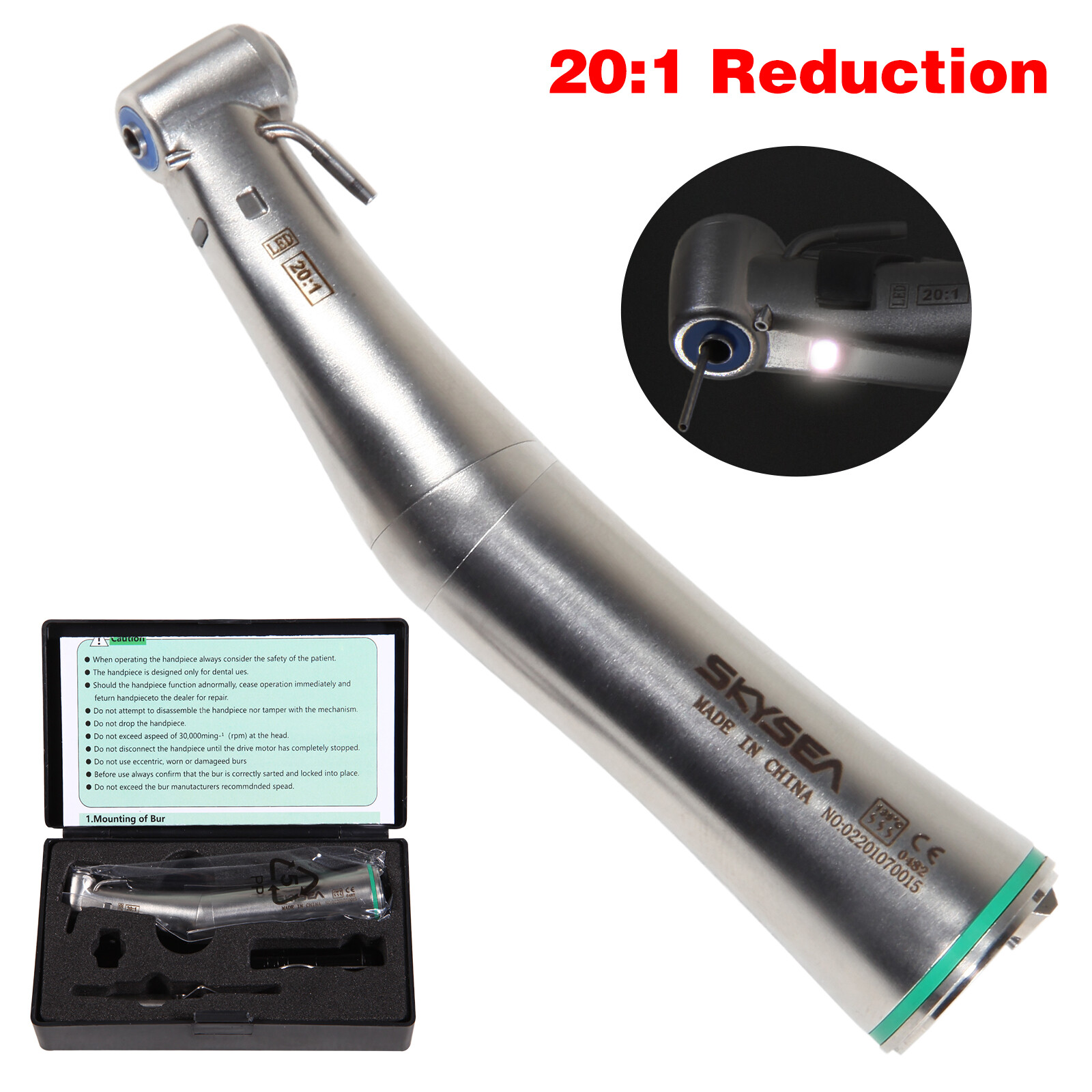 SKYSEA Dental Implant 20:1 LED Surgical Contra Angle Handpiece Detachable Head