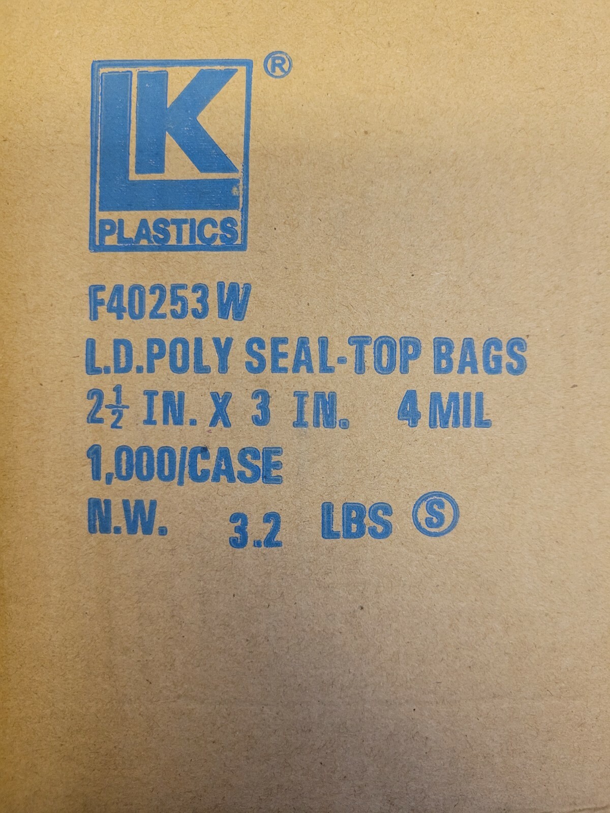 LK Plastics L.D. Poly Seal-Top Bags 2-1/2 x3 4 Mil 1000Count
