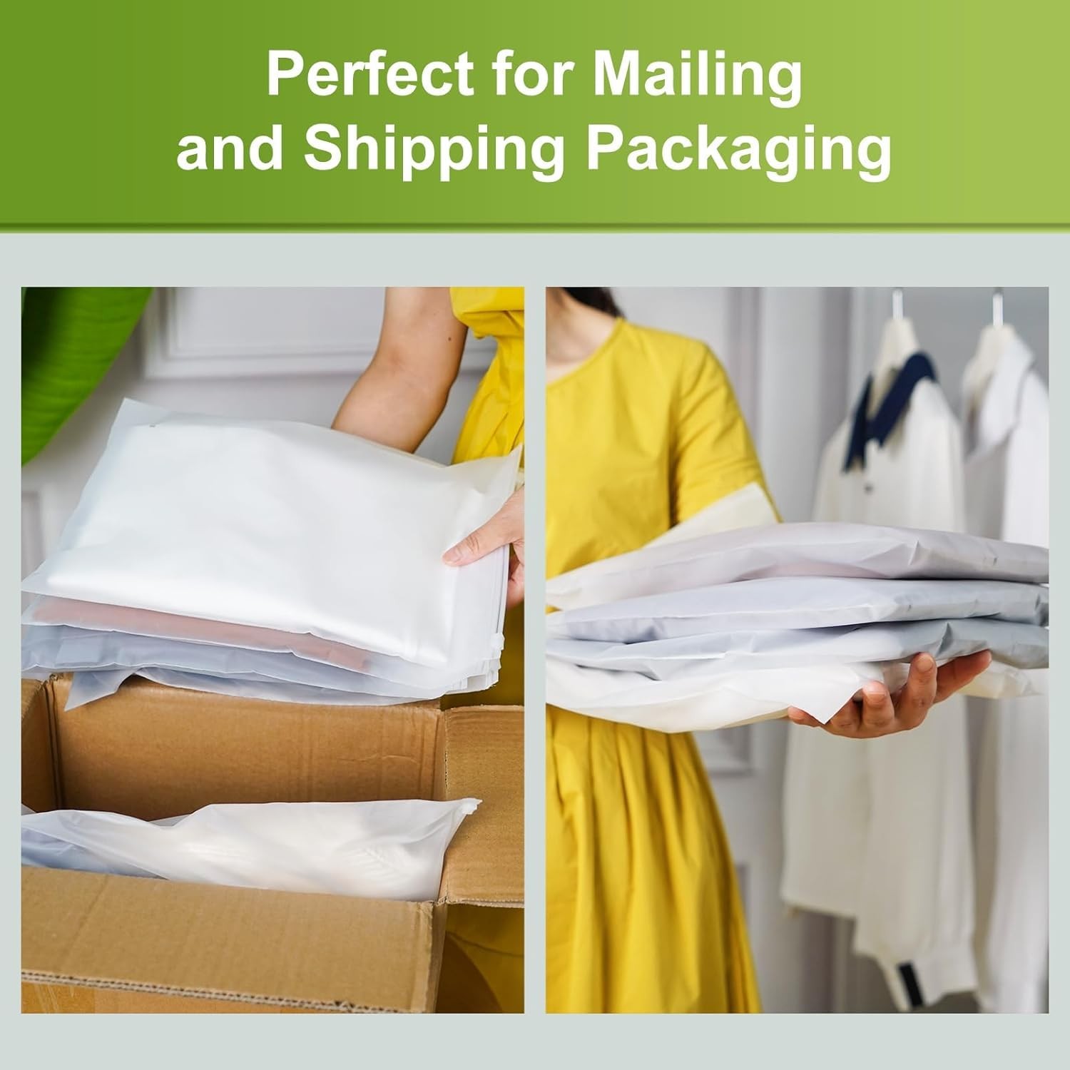 Frosted Packaging Bags for Shipping, 50 Pcs 8×10 Inch Zipper Plastic Shirt Ba…