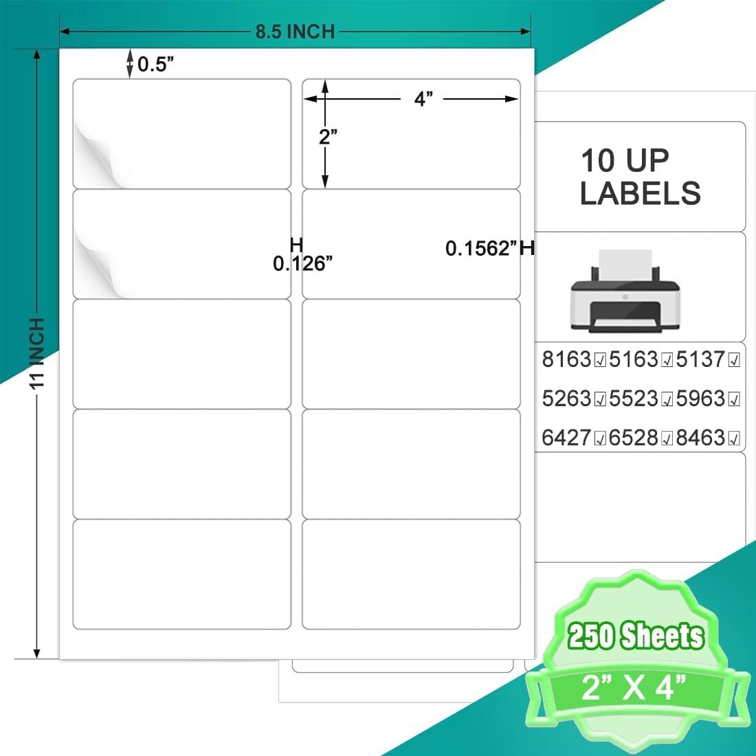250-40000Labels 2″ x 4″ Shipping Address Labels for Laser Ink Jet Adhesive 10 UP