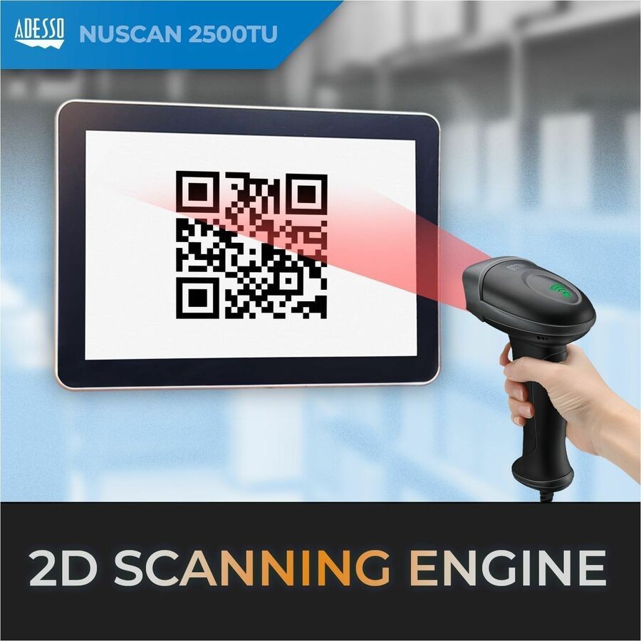 Adesso NuScan 2500TU Spill Resistant Antimicrobial 2D Scanner