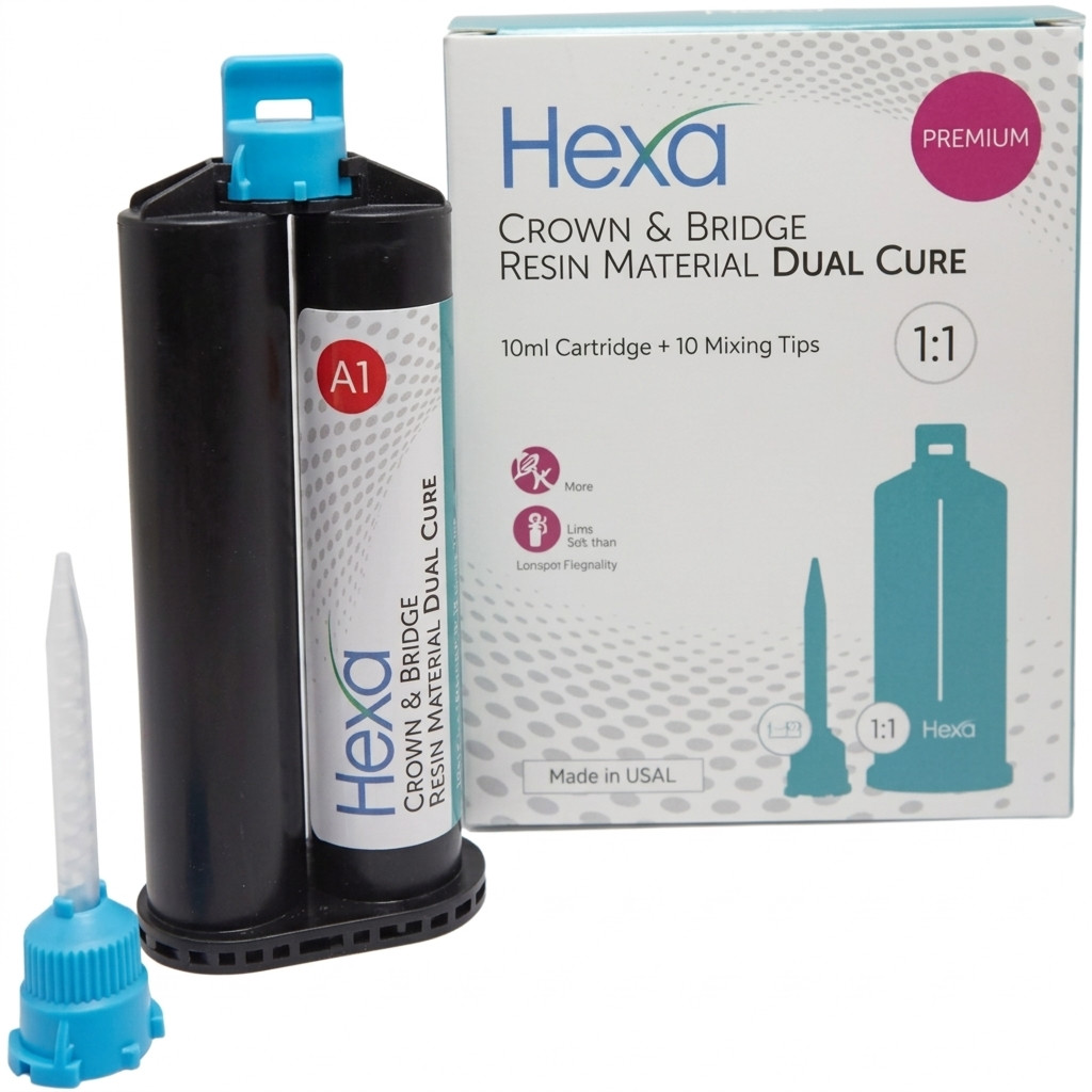 Temp Crown & Bridge Material 1:1 Ratio 50 ml Cartridge & Tips, A1 – Exp. 2025-05