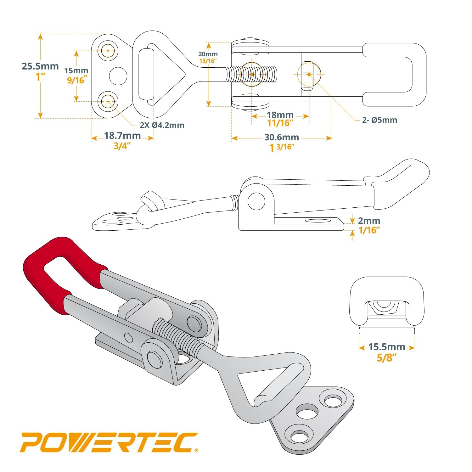 Toggle Clamp HeavyDuty 220 Lbs Pull Action Latch 4 Pcs for Cabinet Doors