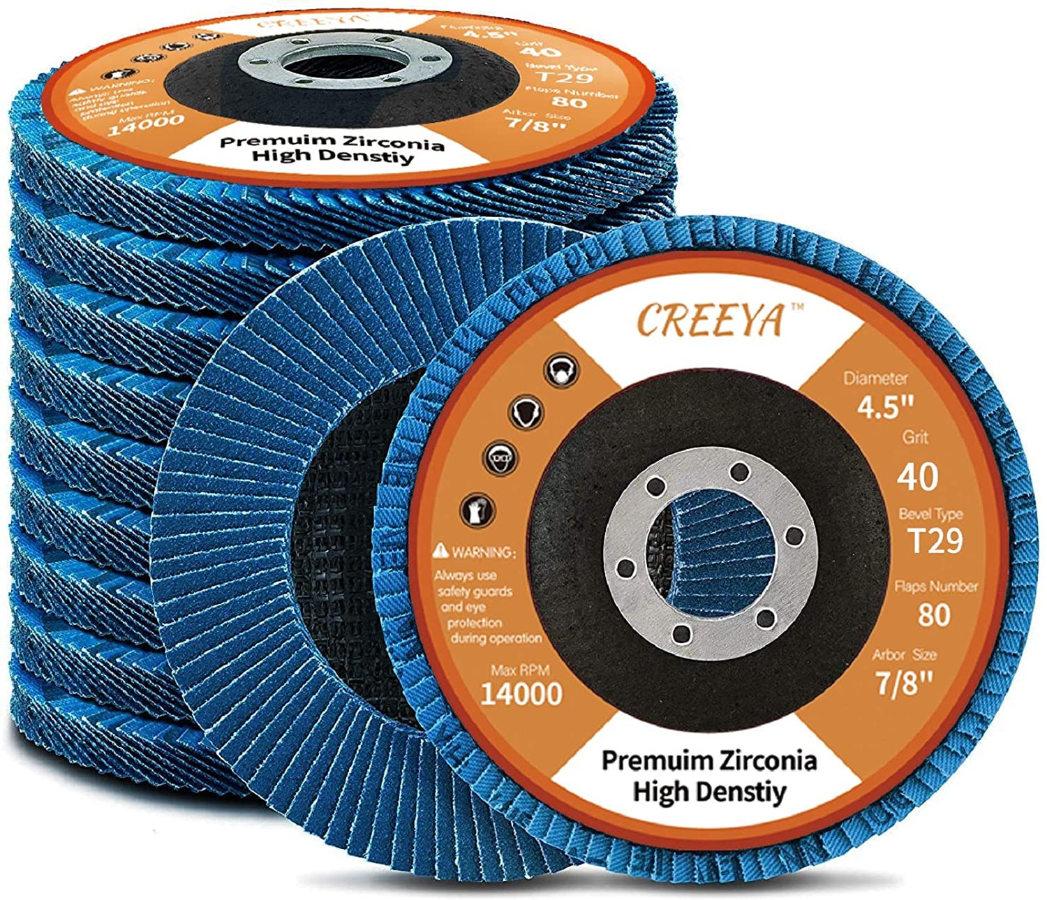 10 Pcs Flap Discs 40 Grit 4 1/2â€X7/8â€ Grinding Wheel Flapper Wheel for Di…