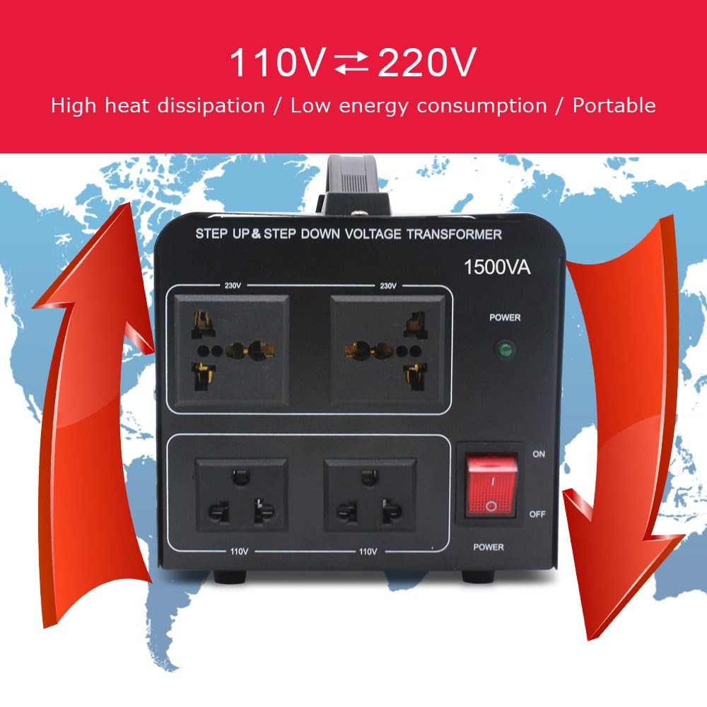 1500W Step Up & Step Down Voltage Transformer Converter 110V to 220V or 220V/230