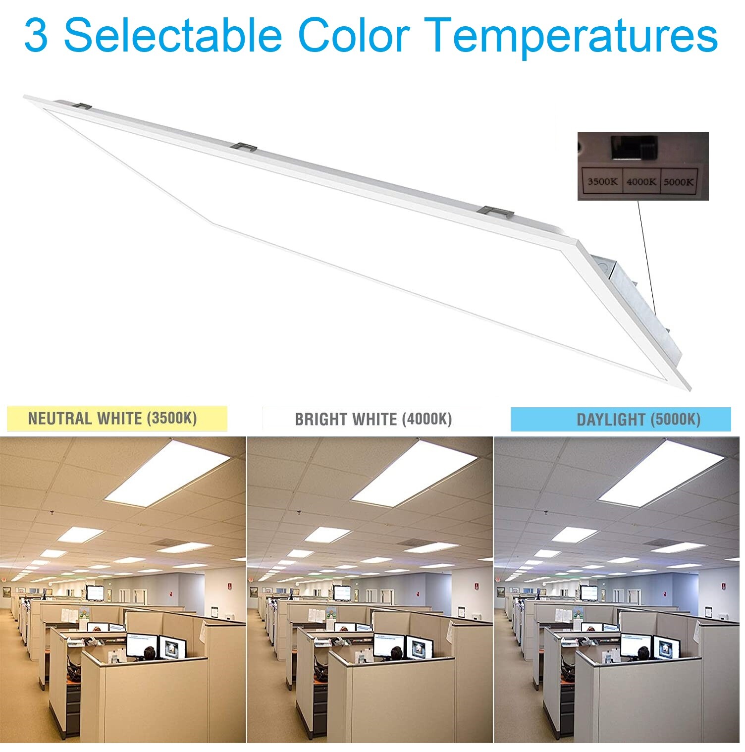 2-Pack 2×4 FT 45W LED Back Panel Selectable CCT 3500K|4000K|5000K Dimmable