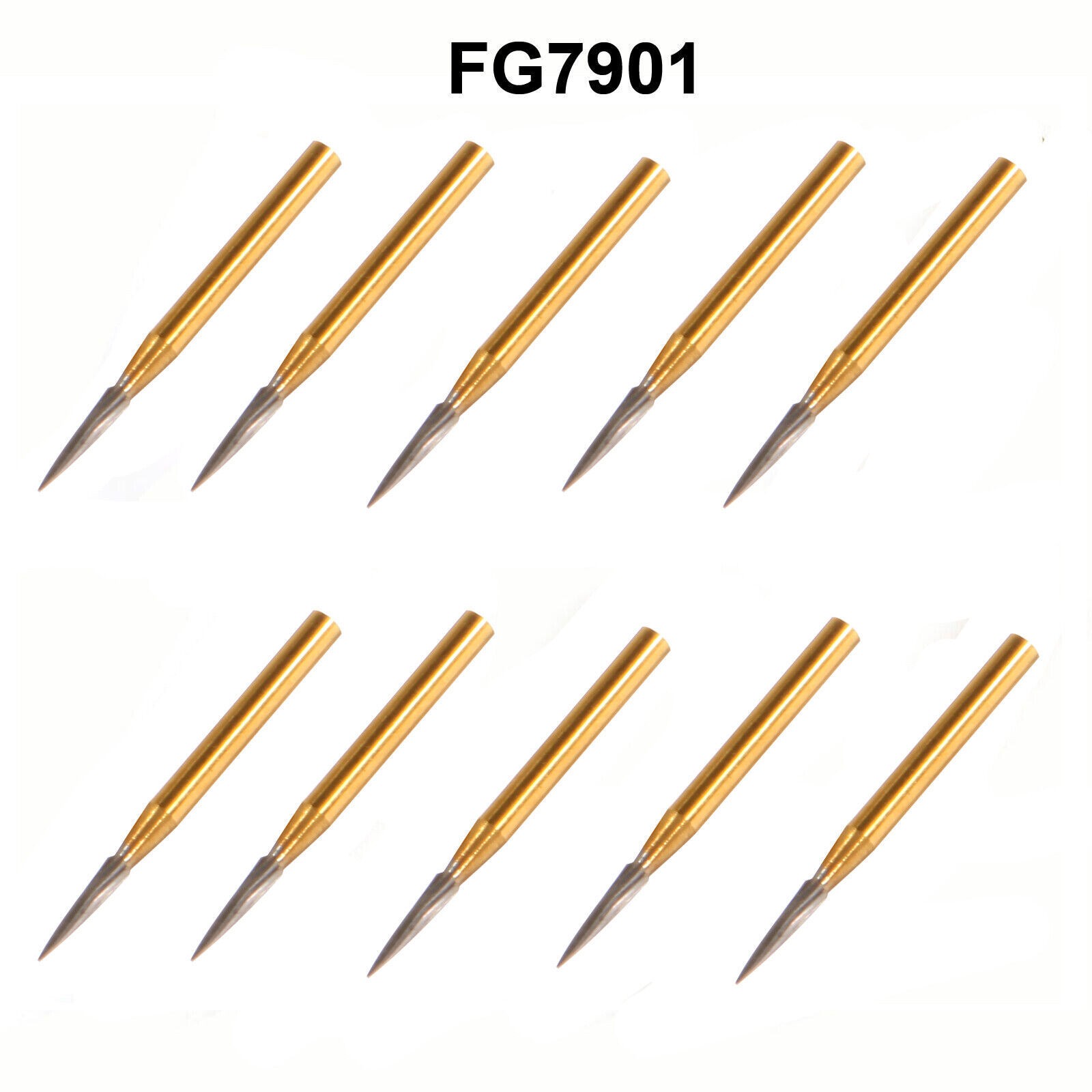 Dental Tungsten Carbide Gold Burs Trimming & Finishing & Polishing Flame FG7901