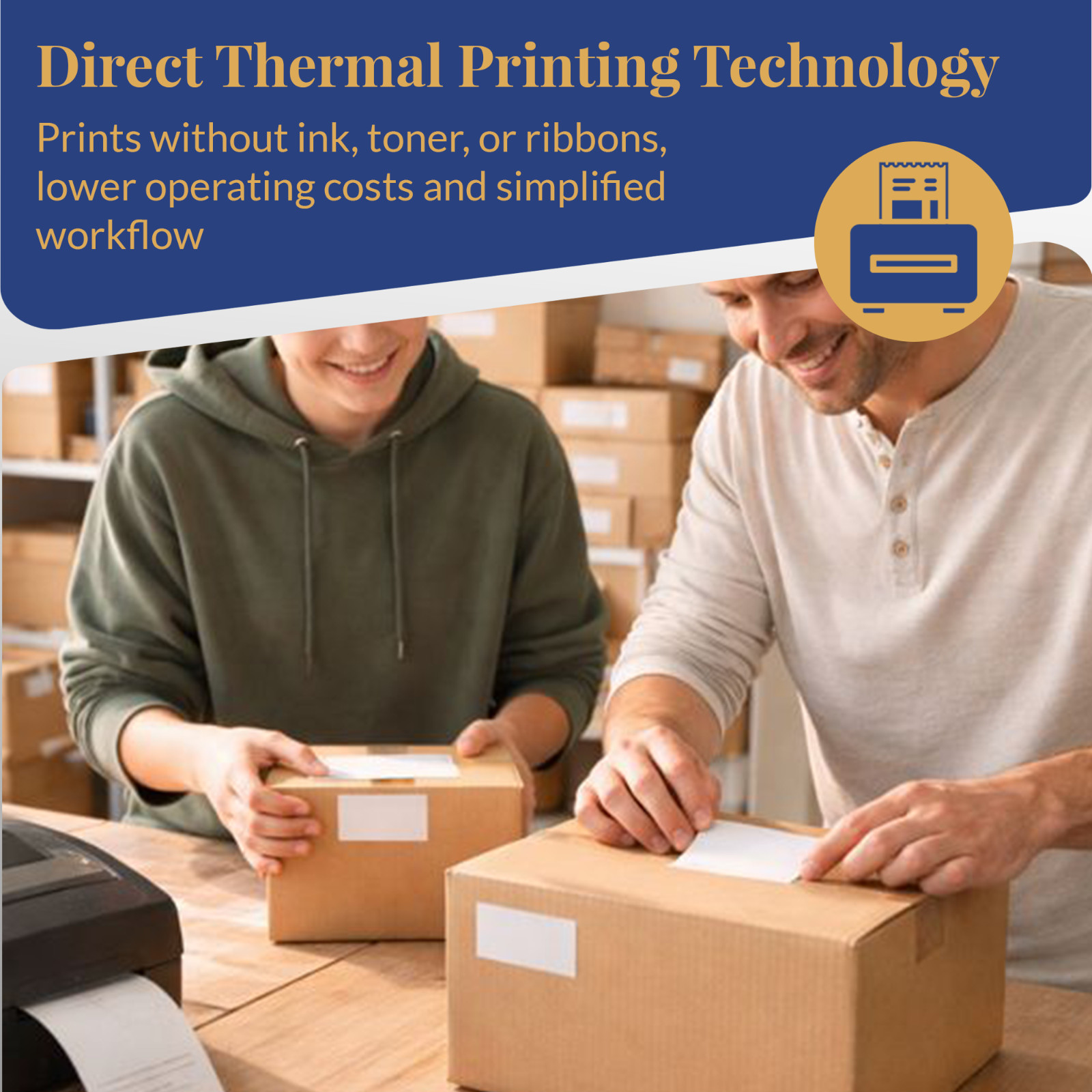 Direct Thermal Zebra Labels- 3×2 White Colored 750 Labels per roll, 1-12 Rolls