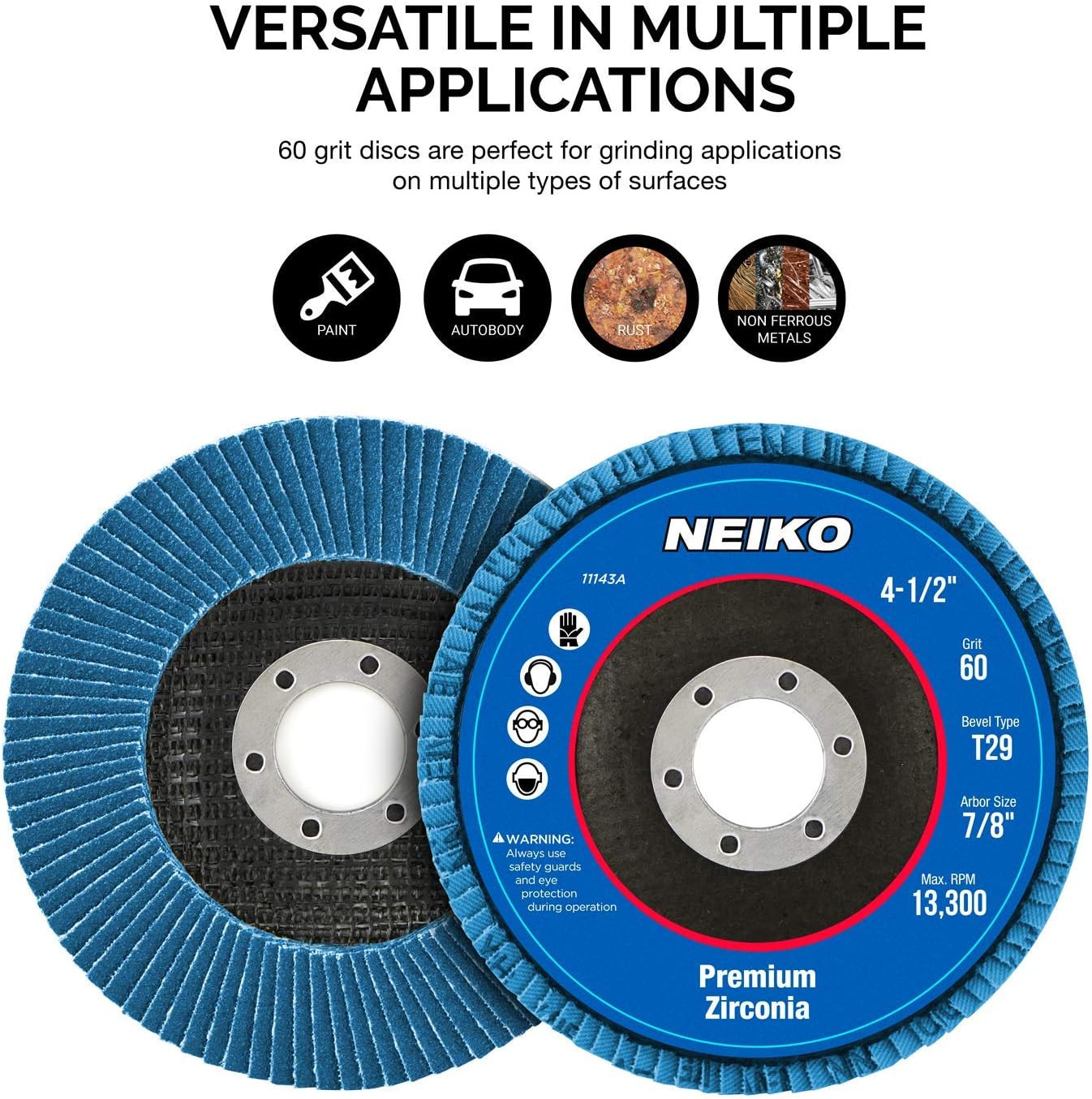 11143A 10 Pack Zirconia Flap Discs 4-1/2 for Angle Grinder,60 Grit Flapper Wheel