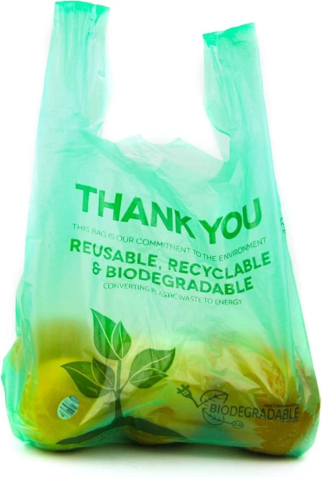 Bags 1/6 Large 22 x 6.5 x 12 Biodegradable T-Shirt Plastic Grocery Shopping Bags