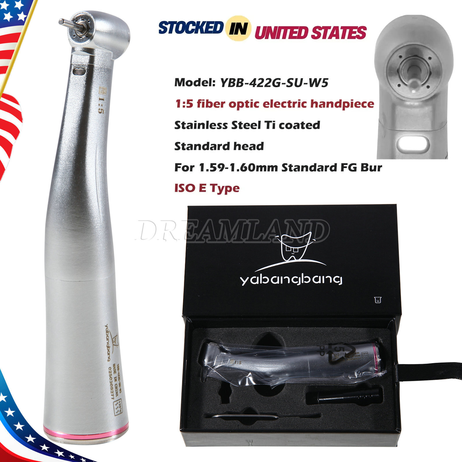 Dental 1:5 Fiber Optic Contra Angle Electric Handpiece Fit KaVo COXO CX235C7-1