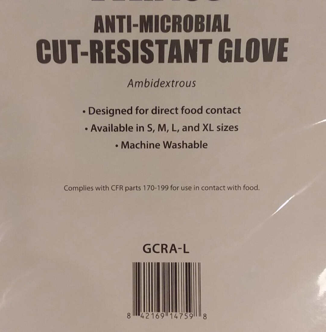 Winco Protective Cut Resistant Glove ANSI Level A5 Anti Microbial GCRA-L LARGE