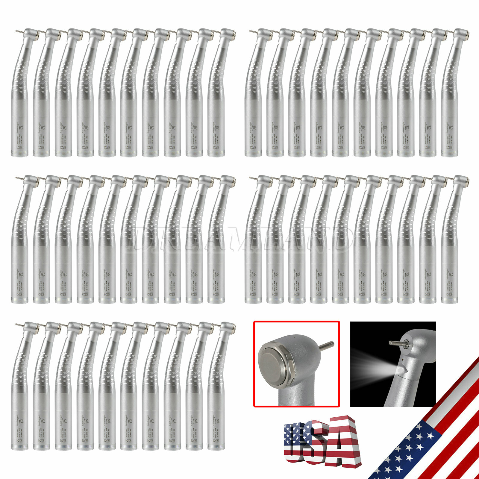 Standard Head Dental High Speed LED Fiber Optic Handpiece fit KaV Coupling New