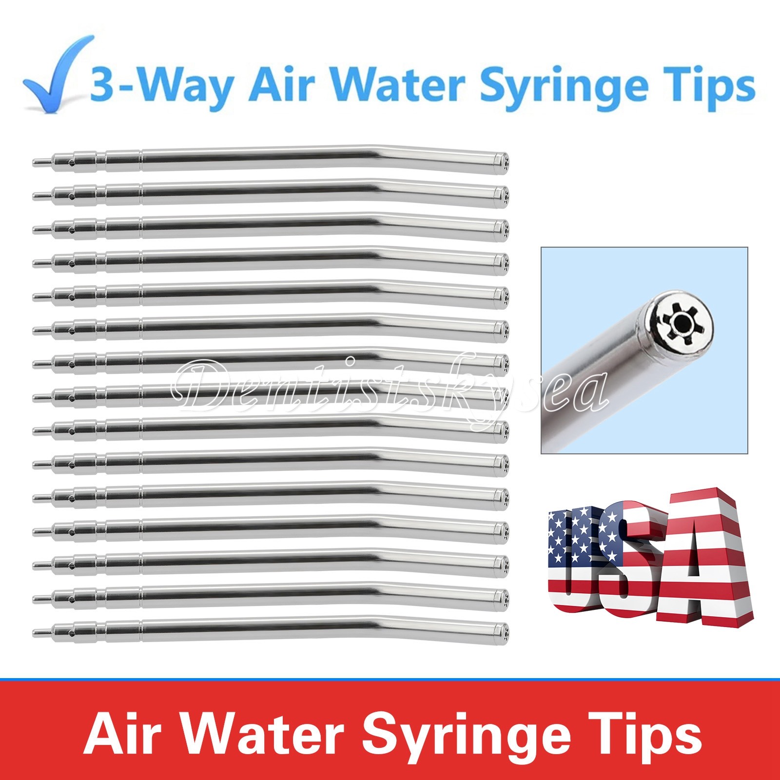Dental Air Water Spray Triple Syringe Metal Nozzles Tips Tube Autoclavable