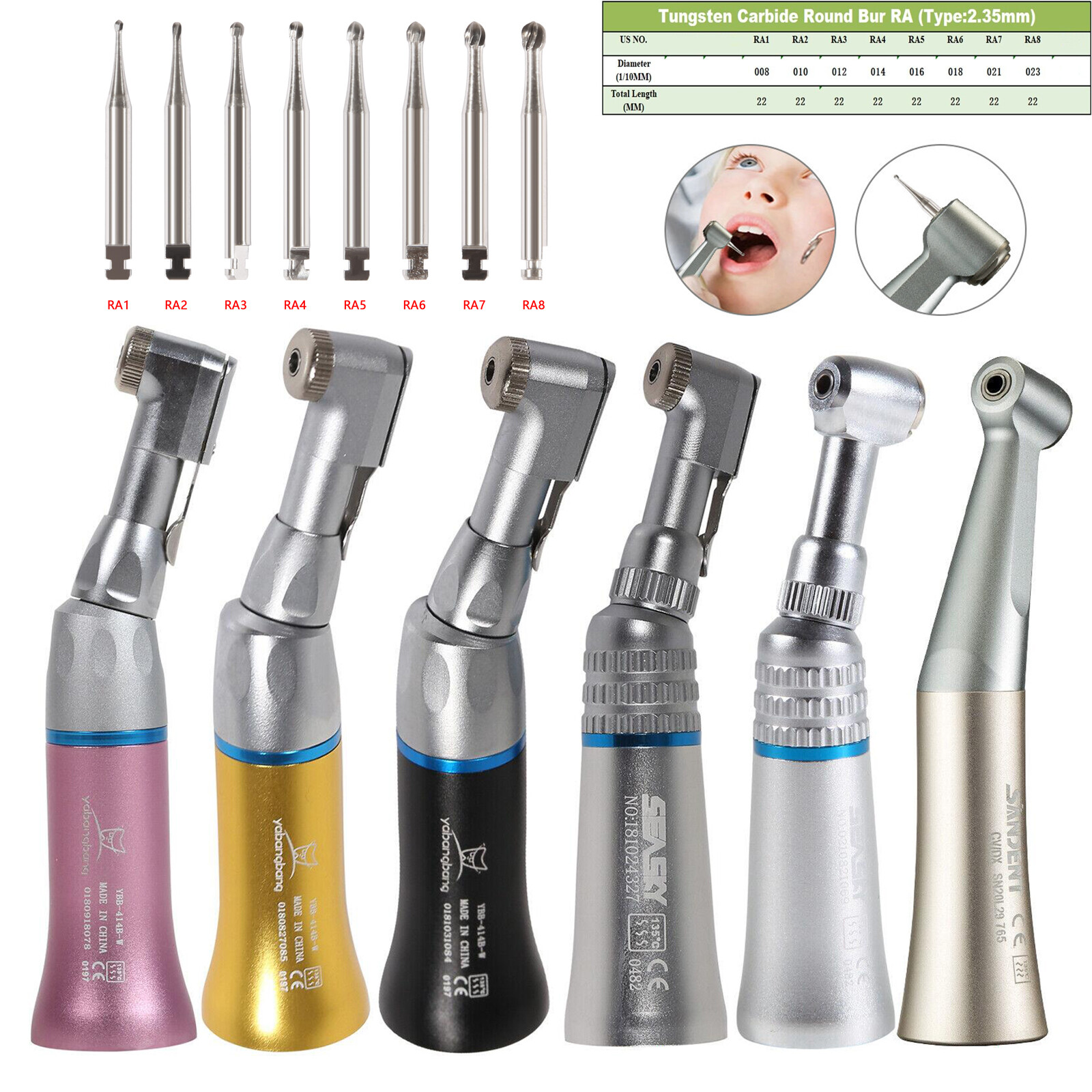 NSK Style Dental Slow Low Speed Contra Angle Handpiece Push Button Latch E-type