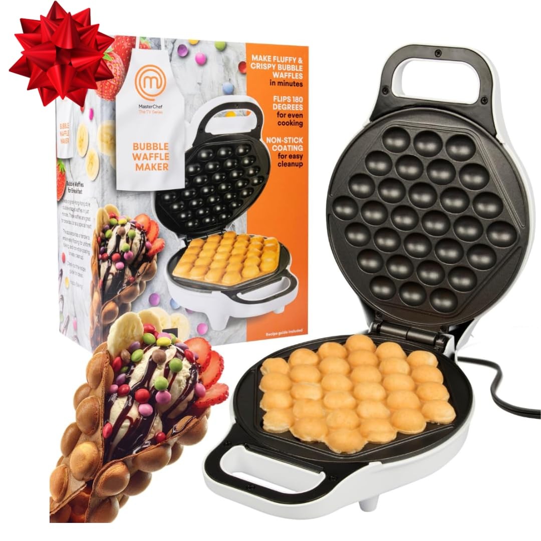 MasterChef Bubble Waffle Maker- Electric Non stick Hong Kong Egg Waffler Iron Gr