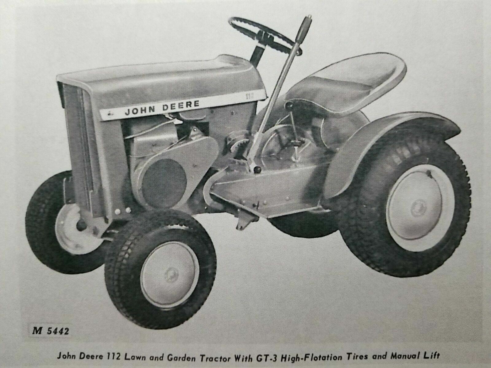 John Deere 110 110H 112 112H Lawn & Garden Tractor S/N 65001-100000 Oper Manual
