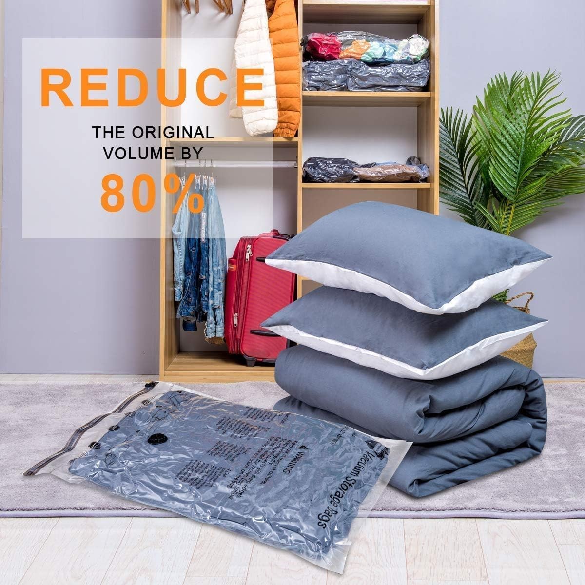 Vacuum Storage Bags Space Saver Heavy Duty Airtight Reusable for Clothes