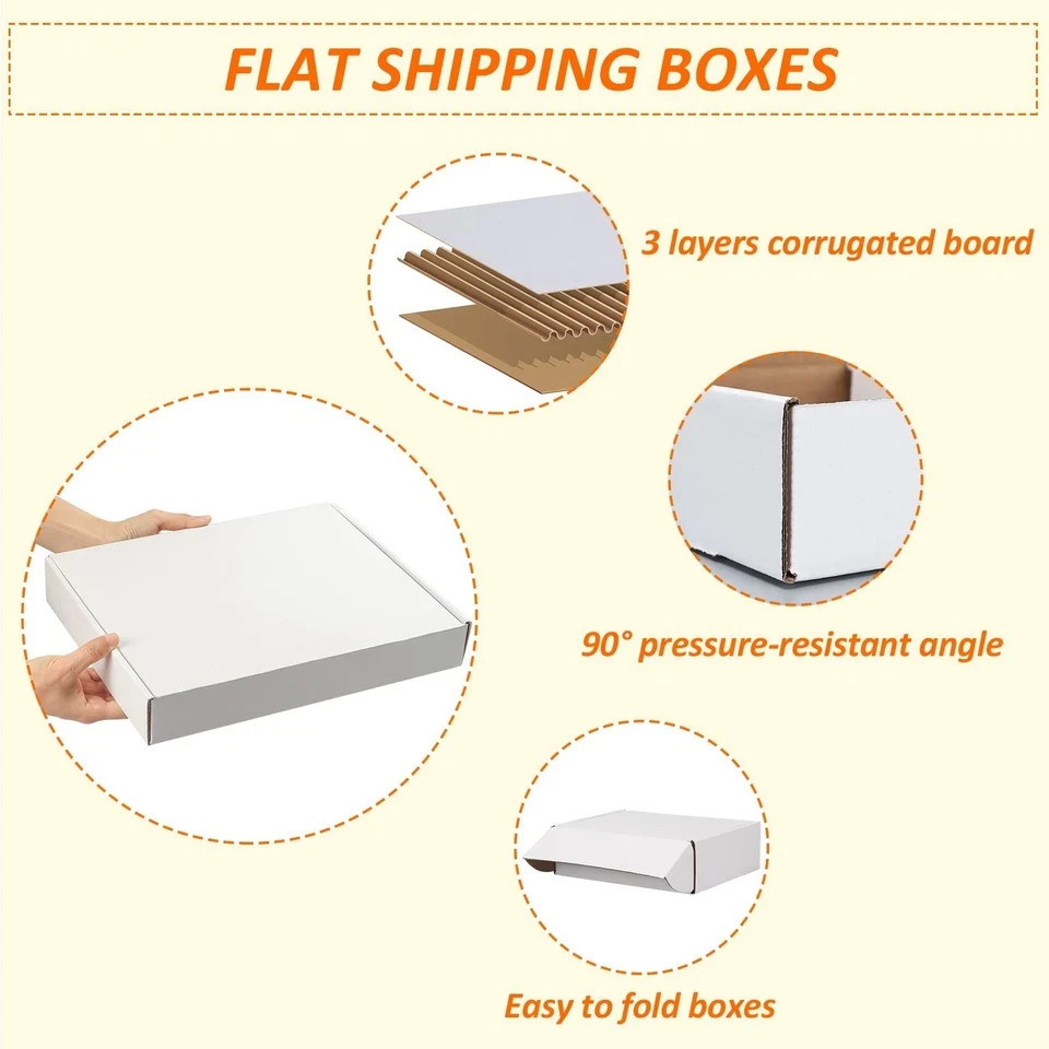 HORLIMER 13x10x2 inches Shipping Boxes Set of 25, White Corrugated Cardboard …