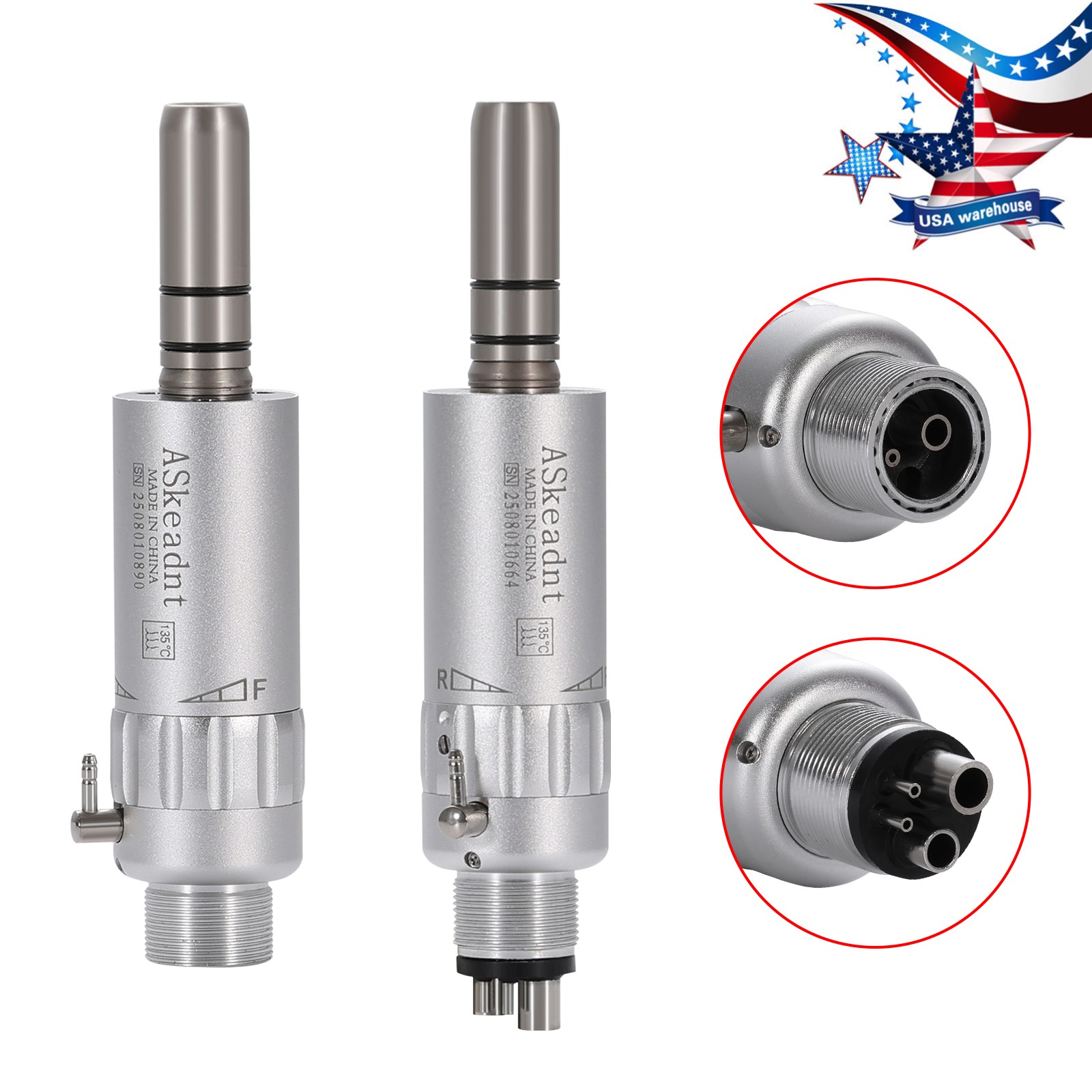 Dental Low Speed Handpiece Contra Angle Straight Air Motor Micromotor 4/2H AS