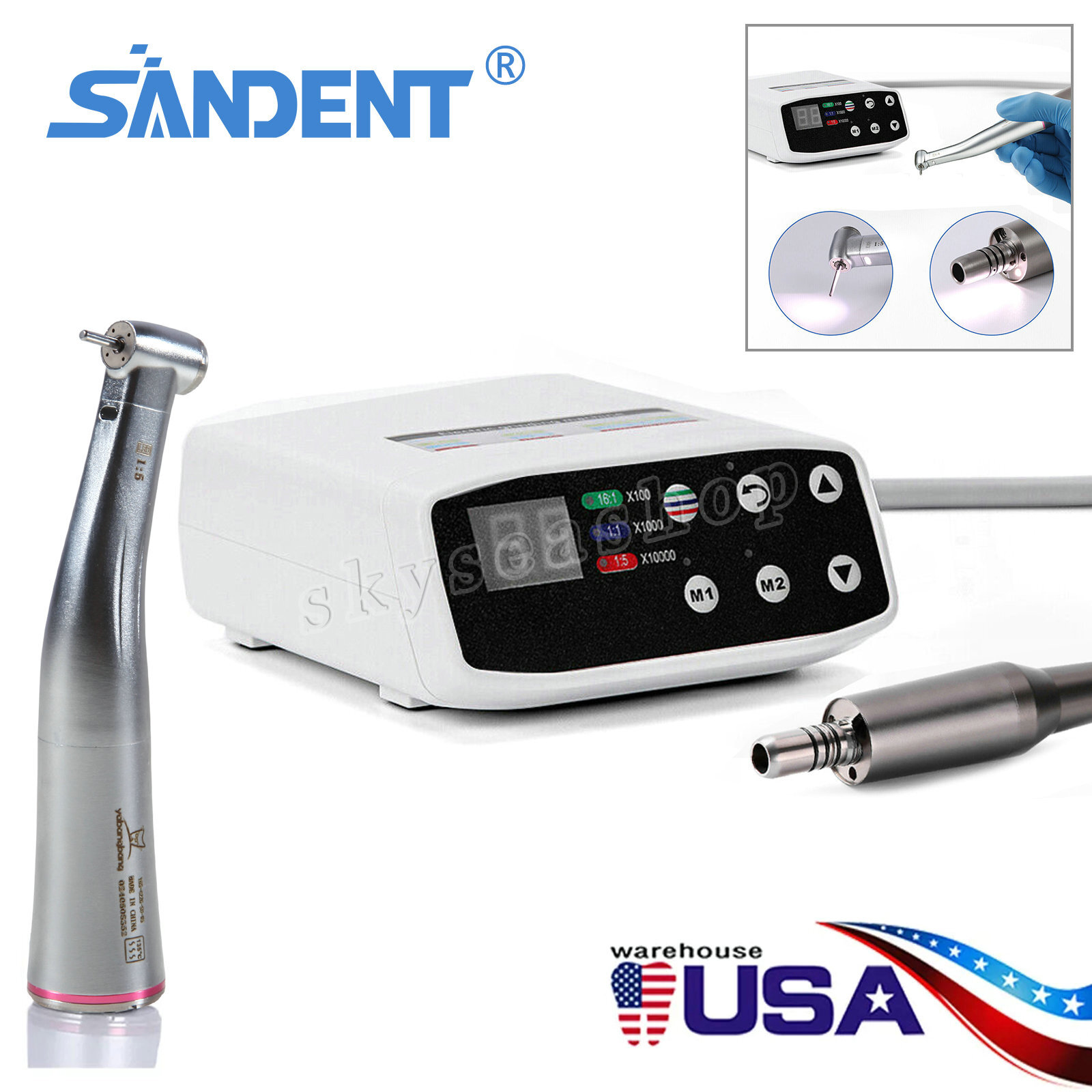 NSK NL400 Type Dental Electric Motor + 1:5 Handpiece Fiber Optic Contra Angle