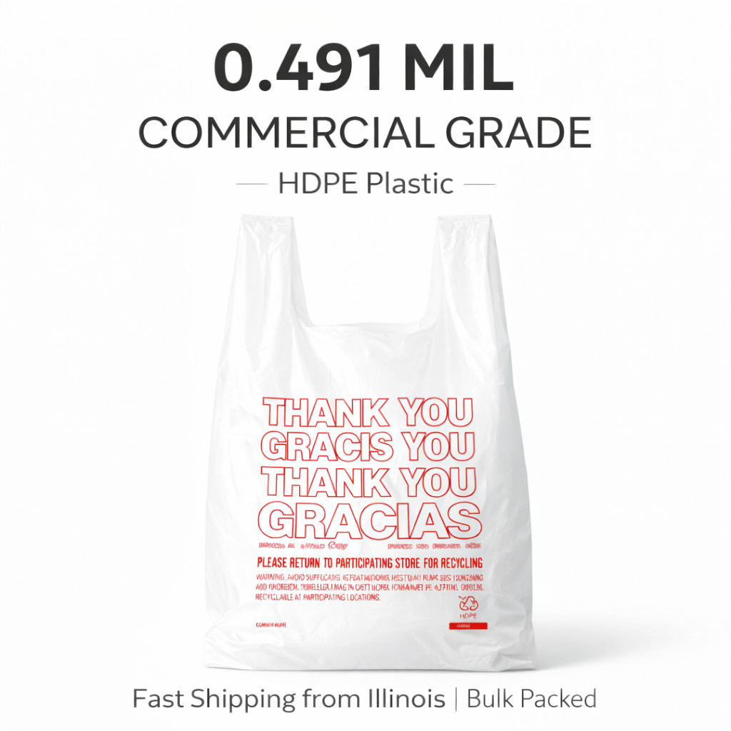 Bags 1/6 Large 21 x 6.5 x 11.5 THANK YOU T-Shirt Plastic Grocery Shopping Bags