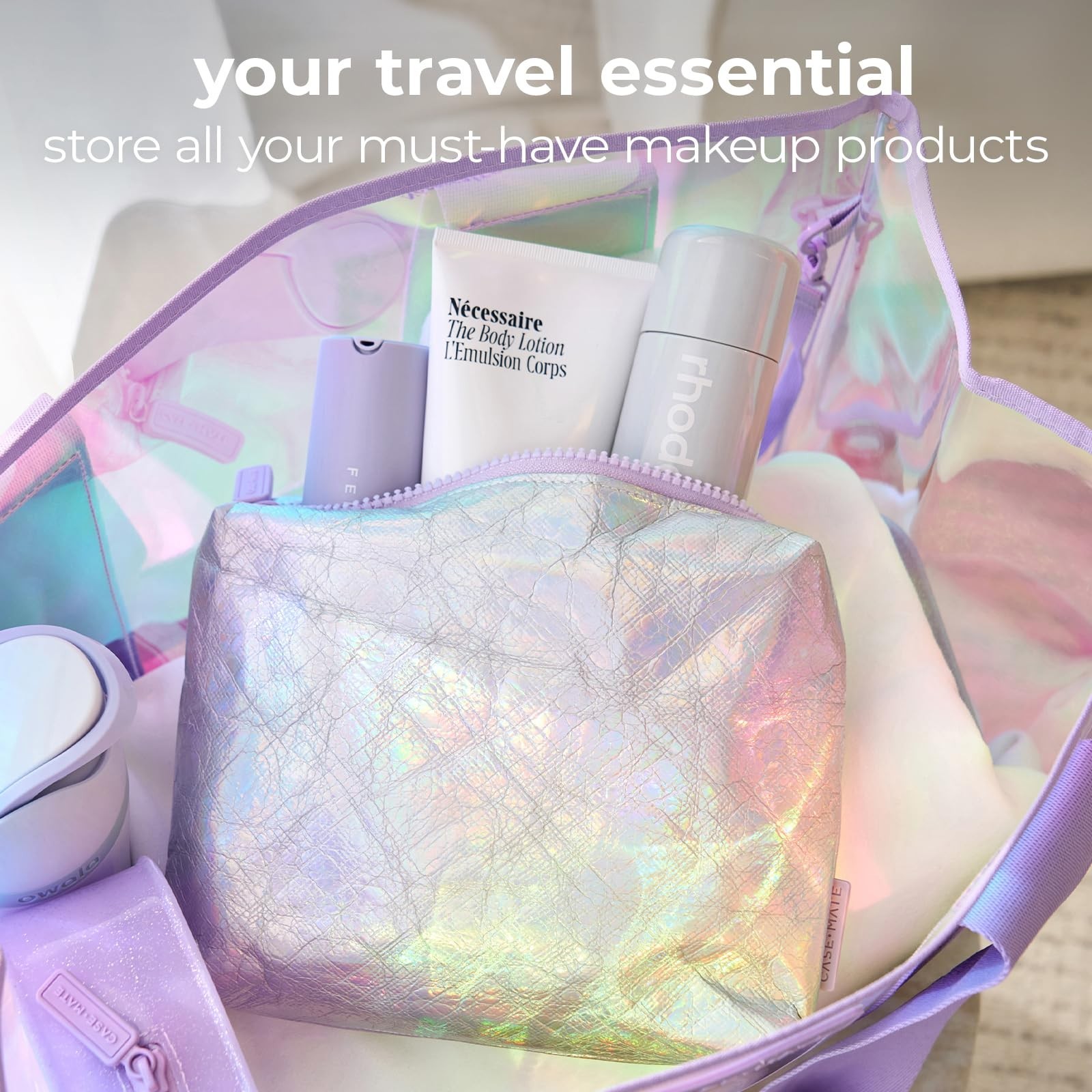 Case-Mate Essential Crinkle Makeup Bag – Waterproof Zipper Pouch – Daily Use …