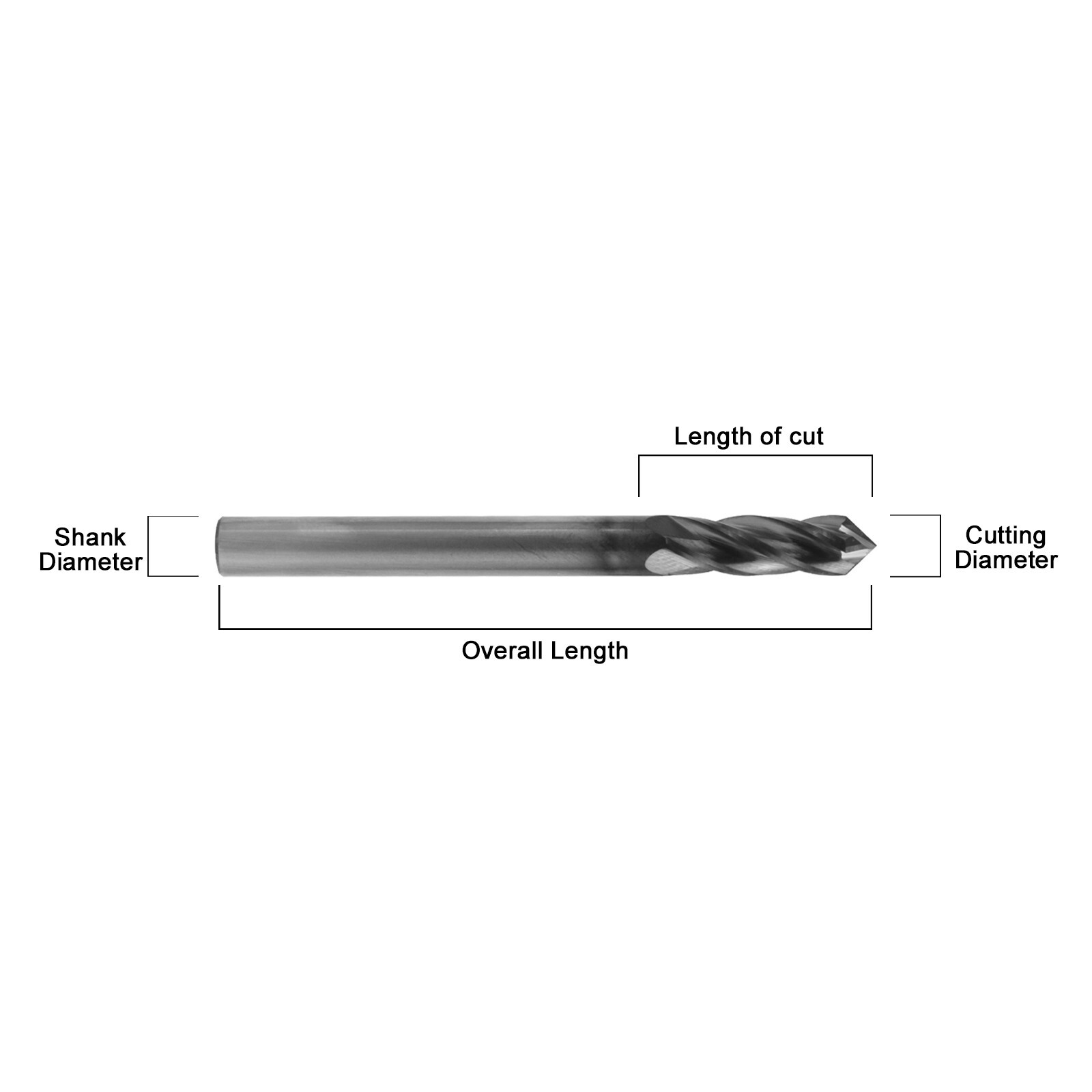 5Pcs 4 Flute 90 Degree 3/16″ x 5/8 “x 2” Solid Carbide Drill Mill – AlTiN Coated
