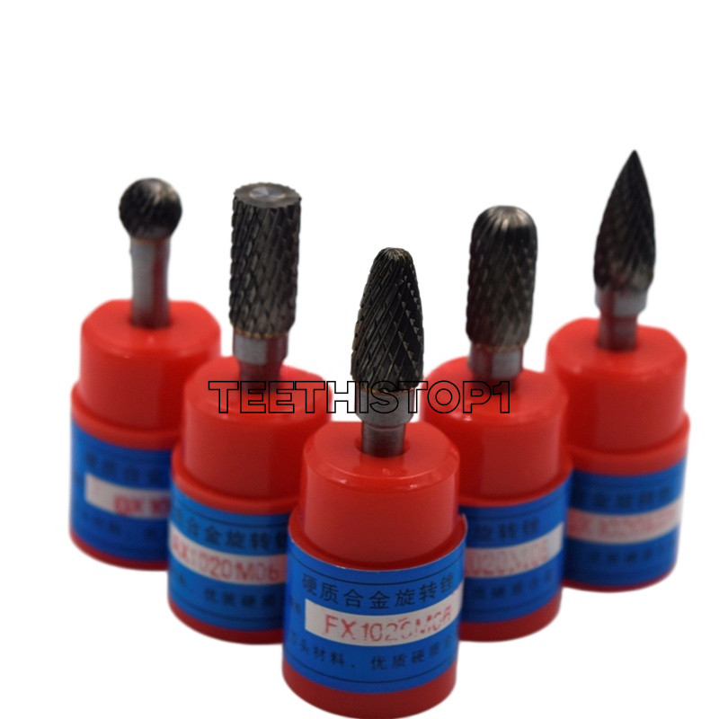 5 Types Dental Cutting Tool Grinder 1/4″ Cylindrical Cut Tungsten Carbide Bur