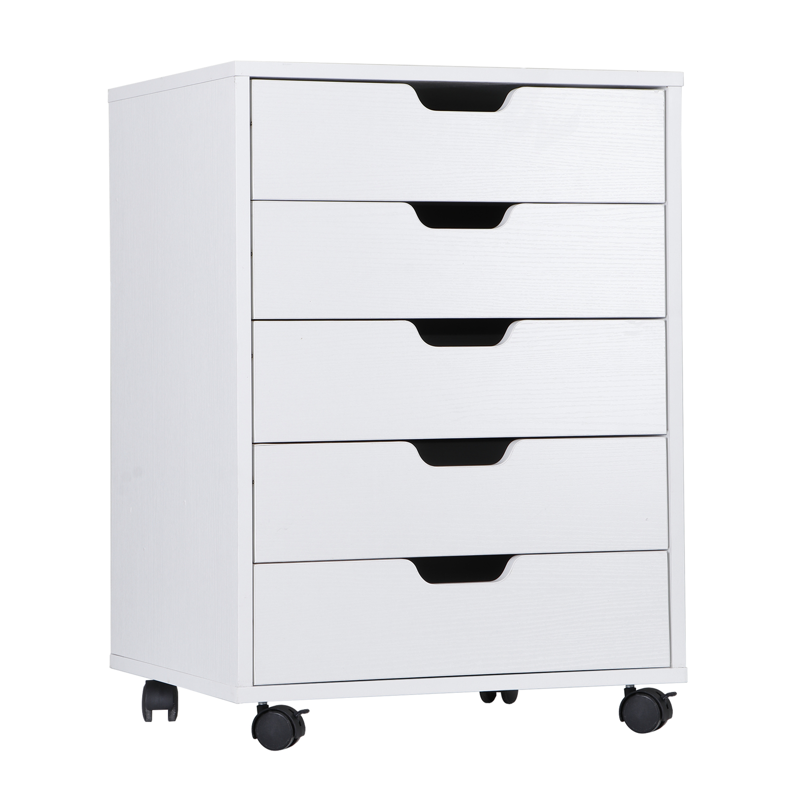 5 Drawer Dresser Rolling Clothing Storage Chest Beside Wall Mobile Store Clothes