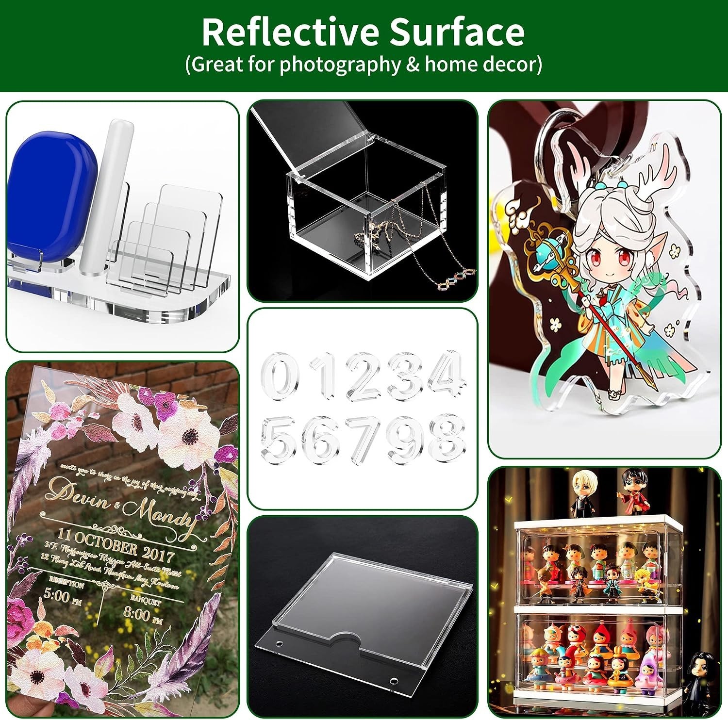 2 Pieces 14 x 14 Acrylic Sheet 1/8 Thick 3mm Plexiglass Sheet,for Sign,Craft,…