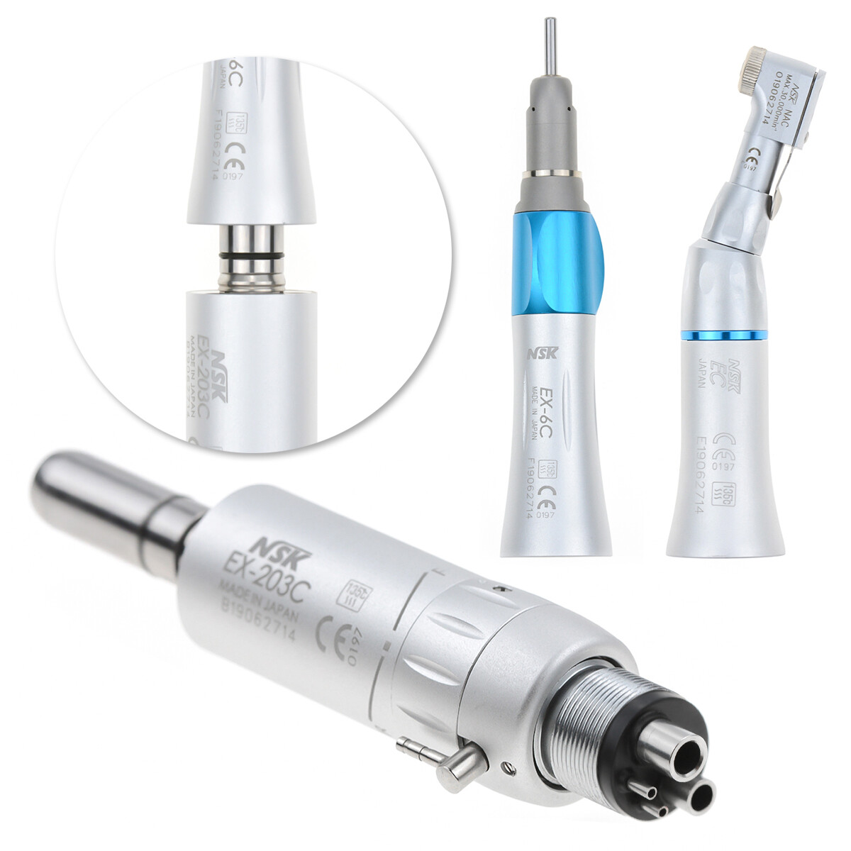 NSK Type Dental PANA MAX High Speed Handpieces Push Button +Low Speed EX203C 4H